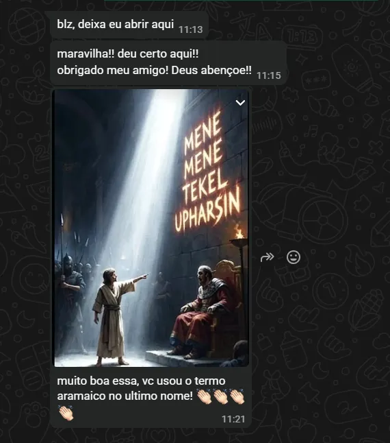 Cliente compartilhando cena do app no WhatsApp