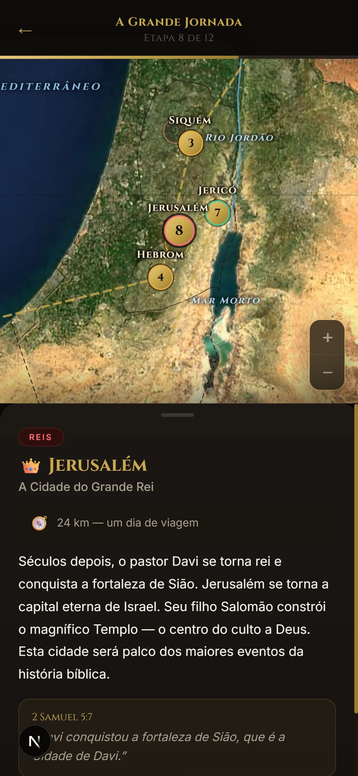 Jerusalém — a Cidade do Grande Rei, com cada marco no mapa real
